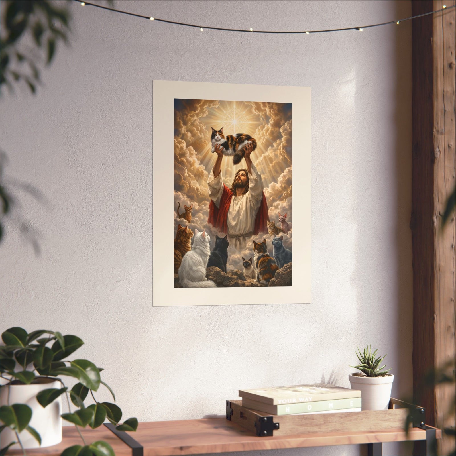 Jesus With Cats Poster — Christian Cat Lover Poster