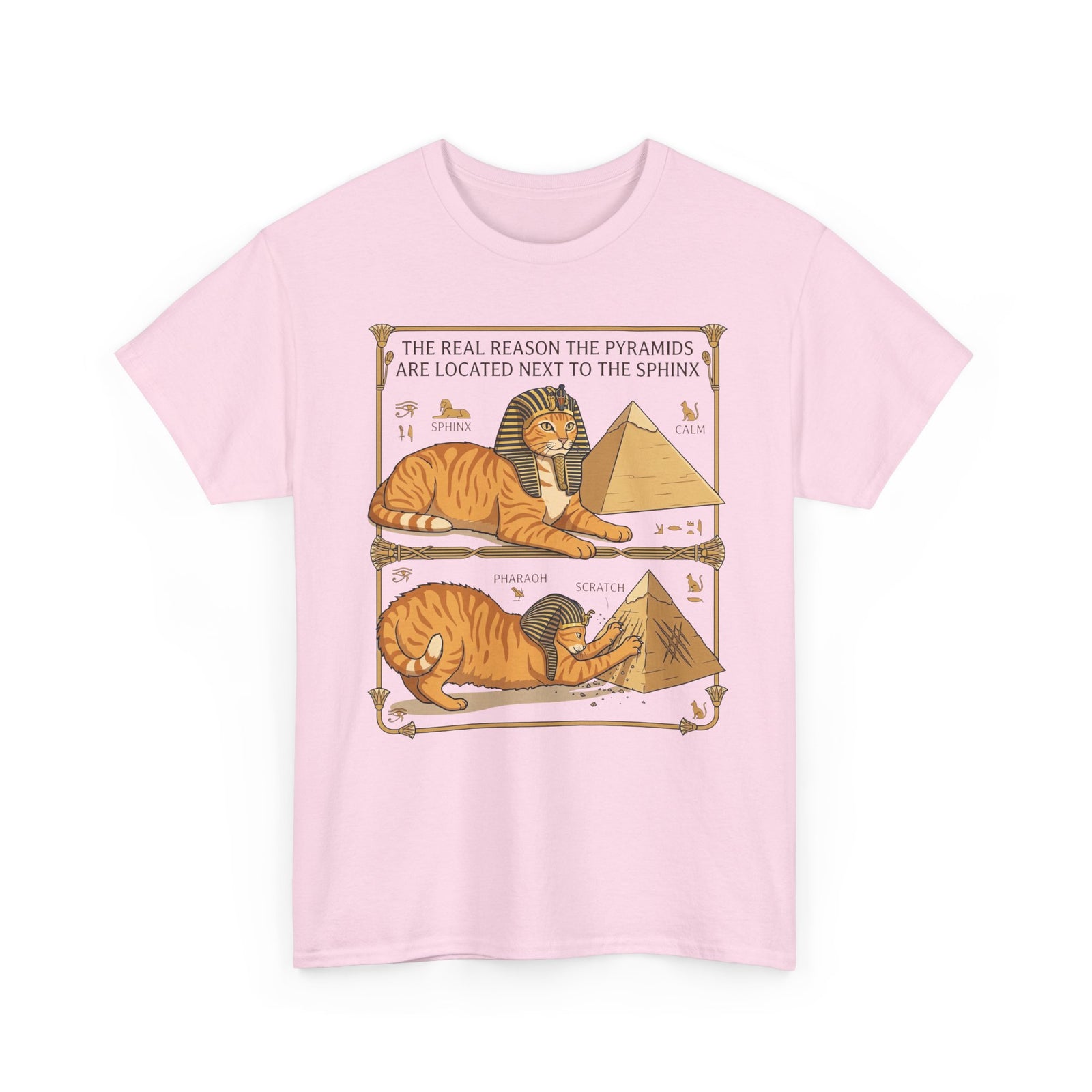 Funny Cat Pyramids Sphinx T-Shirt Ancient Egypt Scratching Design