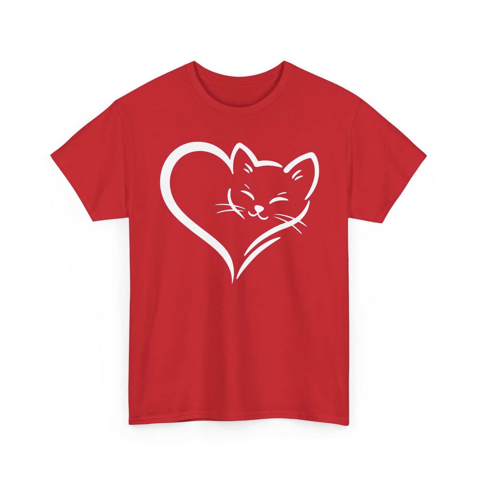 Cute Cat Heart T-Shirt - Cat Lover Gift - Adorable Cat Silhouette Tee