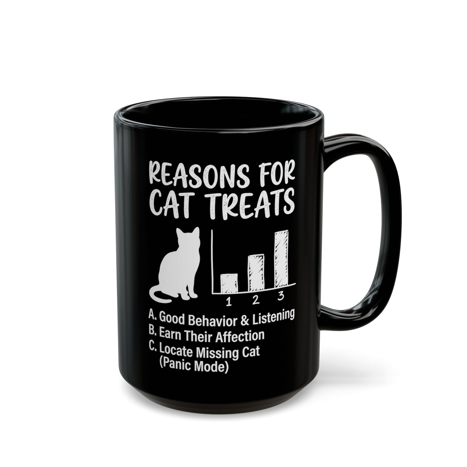 Reasons For Cat Treats Black Mug — Cute Cat Lover Mug