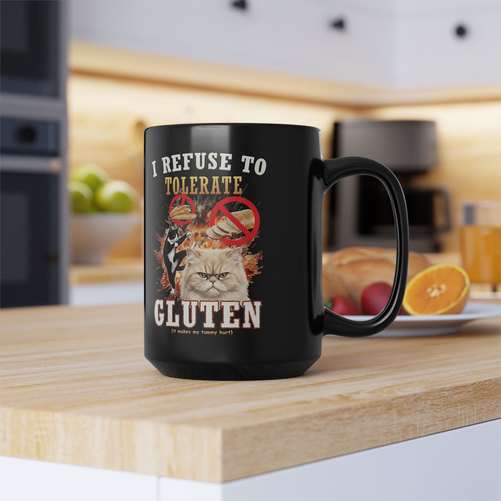 I Refuse To Tolerate Gluten Black Mug