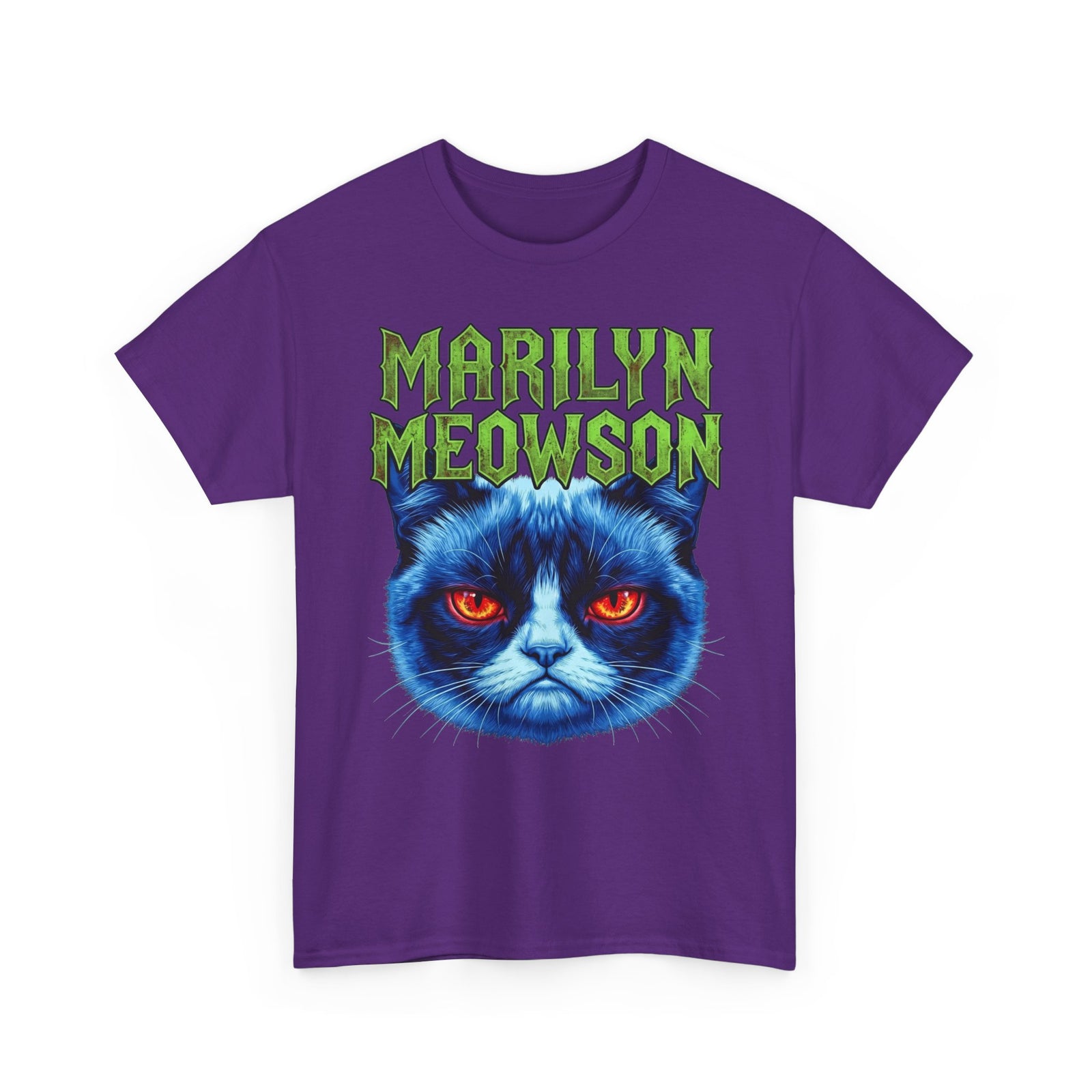 Marilyn Meowson Cat Band Tee — Retro Neon Gothic Graphic T-Shirt
