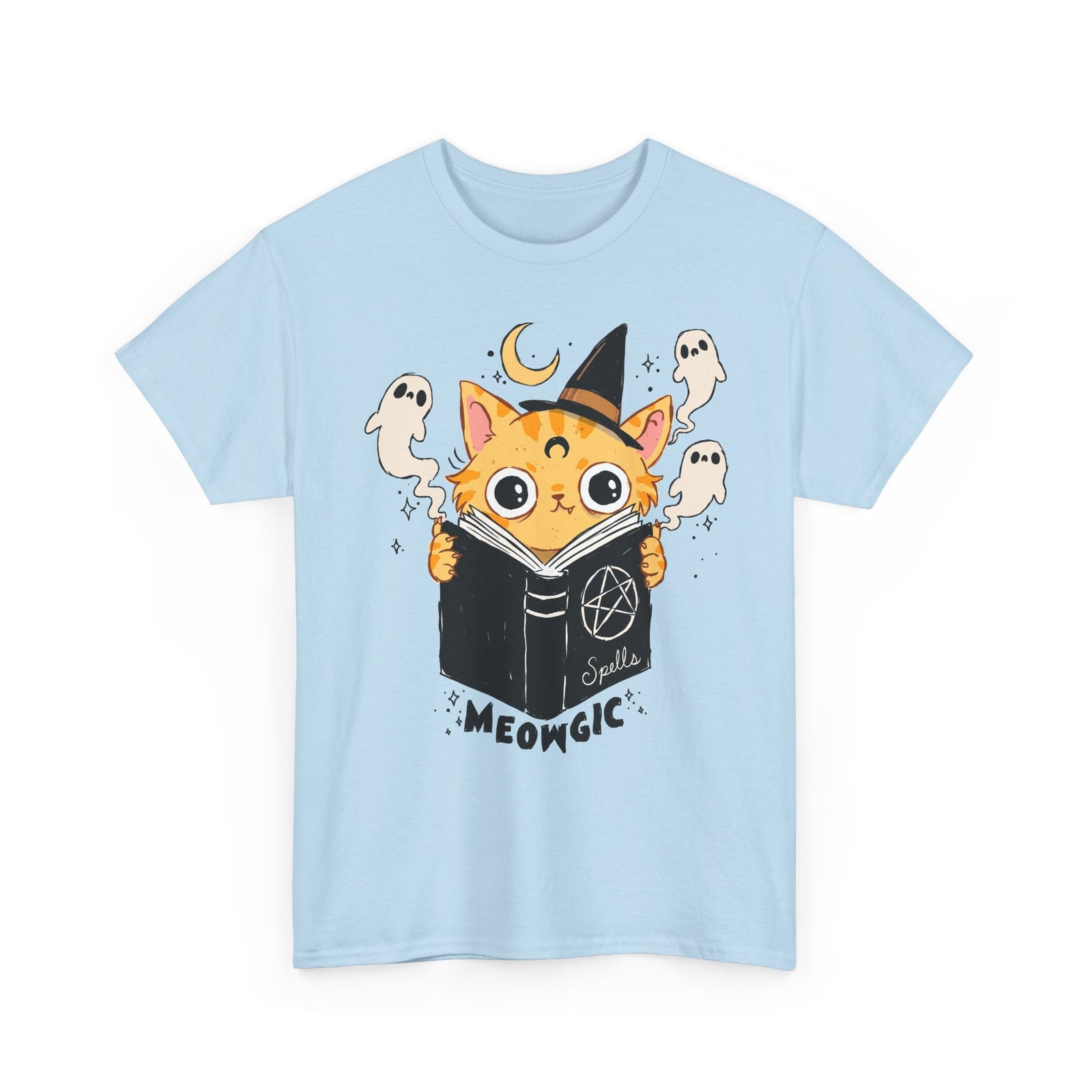Meowgic Spellbook Orange Cat — Cute Witchy Halloween Graphic Art