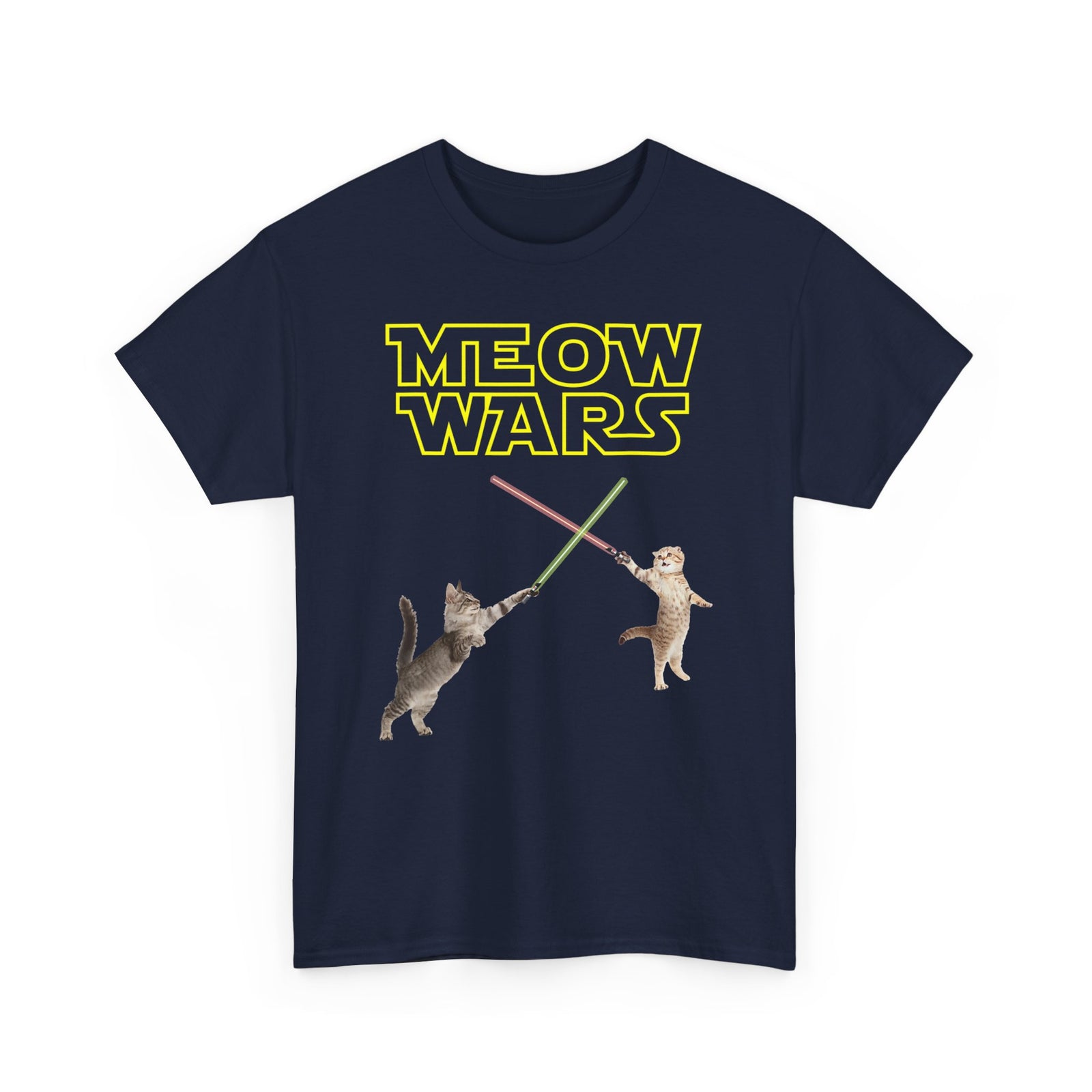 Meow Wars T-Shirt — Funny Cat Lightsaber Tee