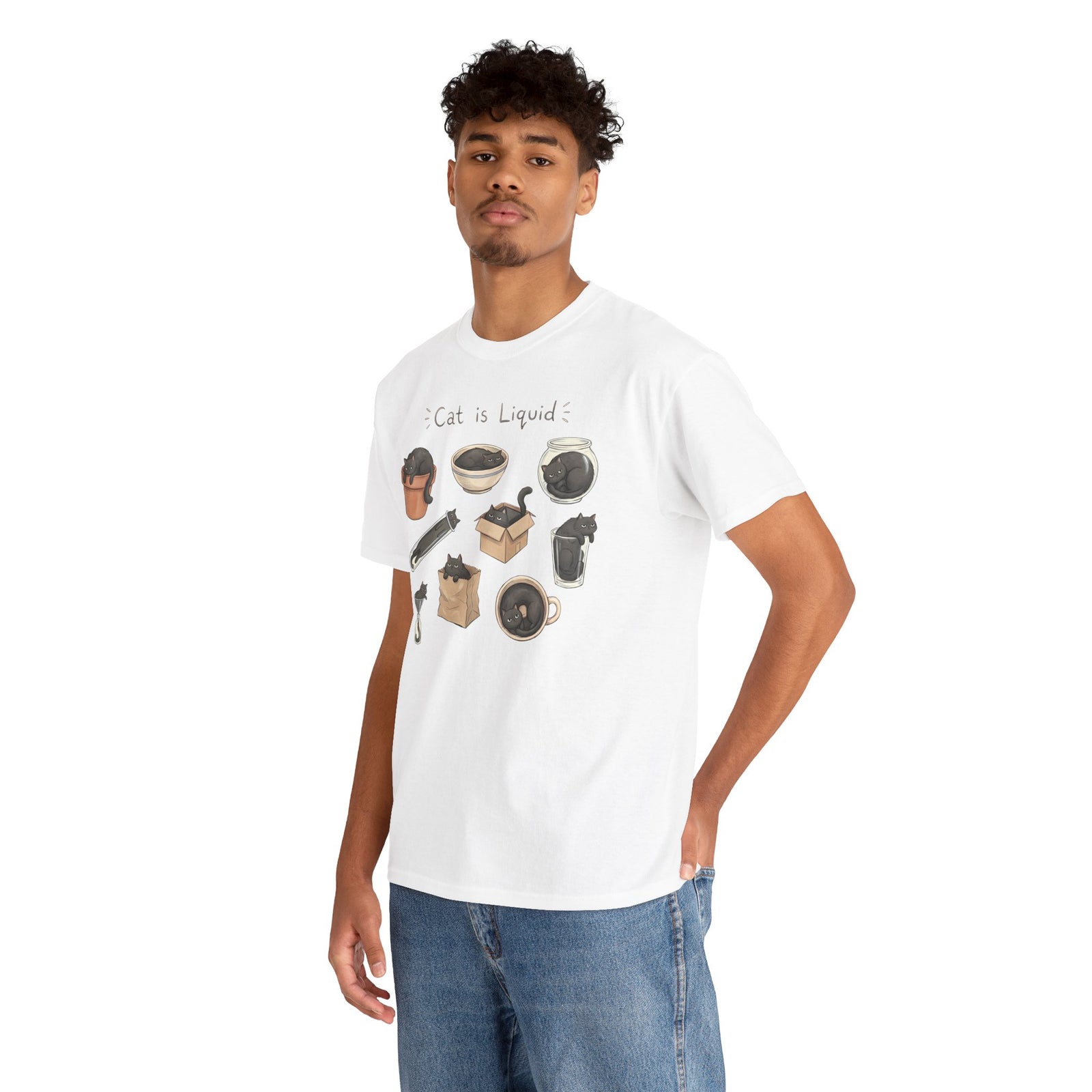 Cat Is Liquid T-Shirt — Funny Cat Meme Tee for Cat Lovers