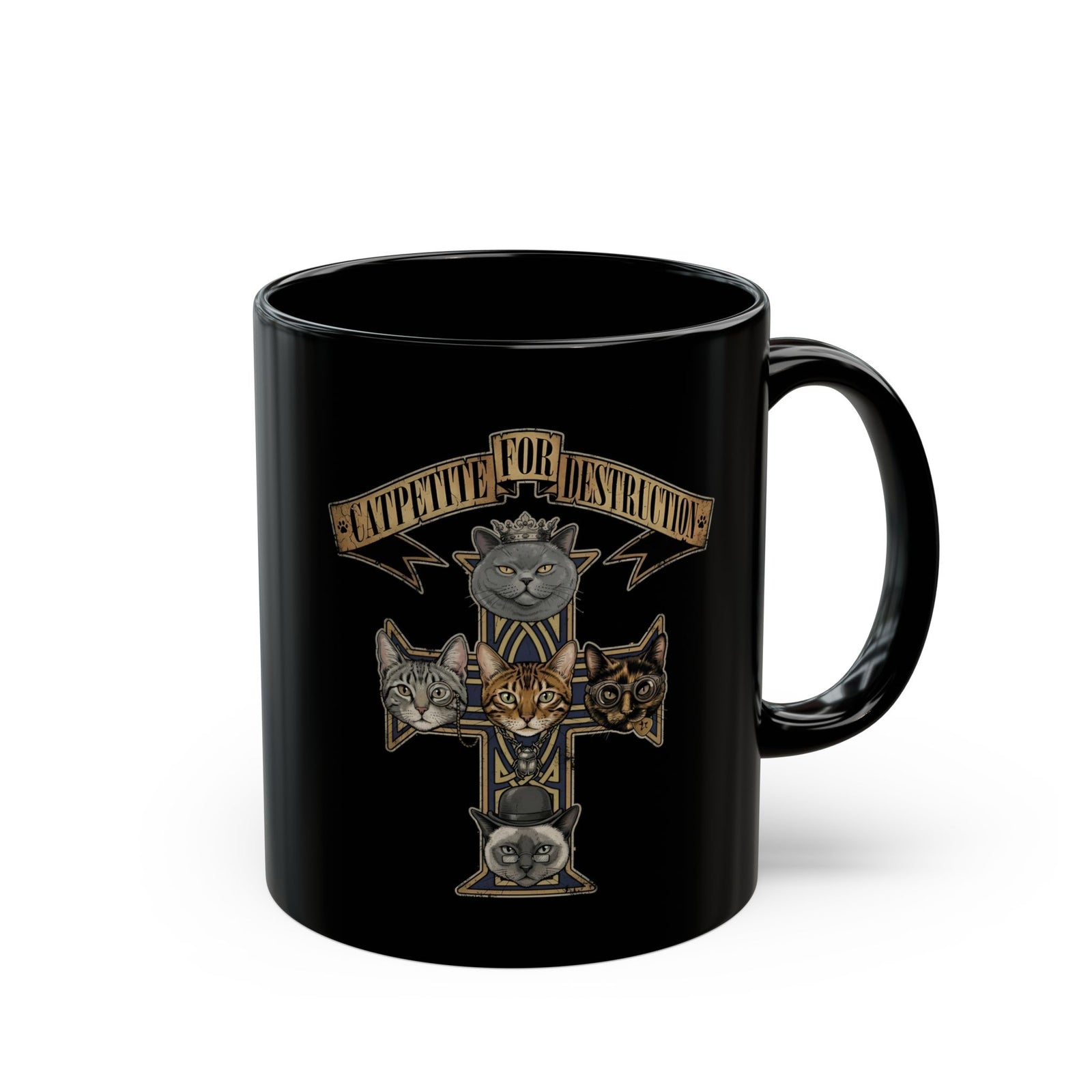 Catpetite For Destruction Black Mug