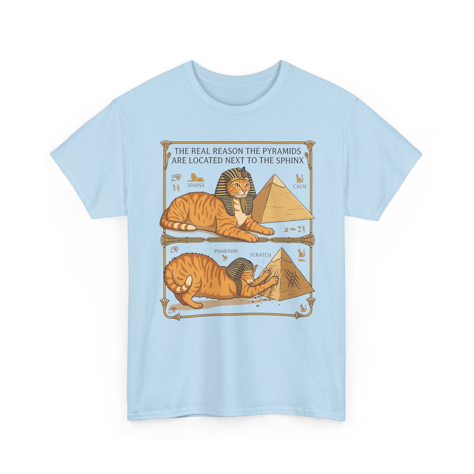Funny Cat Pyramids Sphinx T-Shirt Ancient Egypt Scratching Design