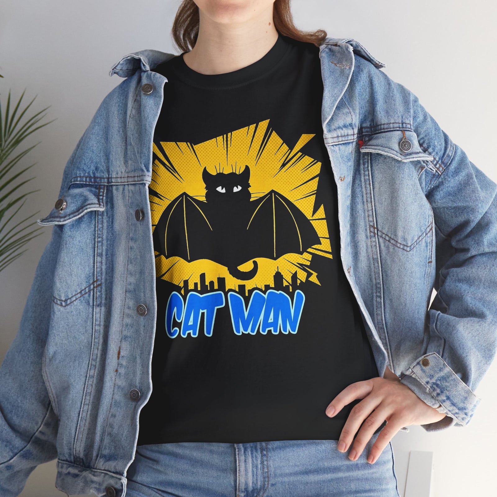 Cat Man T-Shirt — Funny Bat Cat Graphic Tee for Cat Lovers