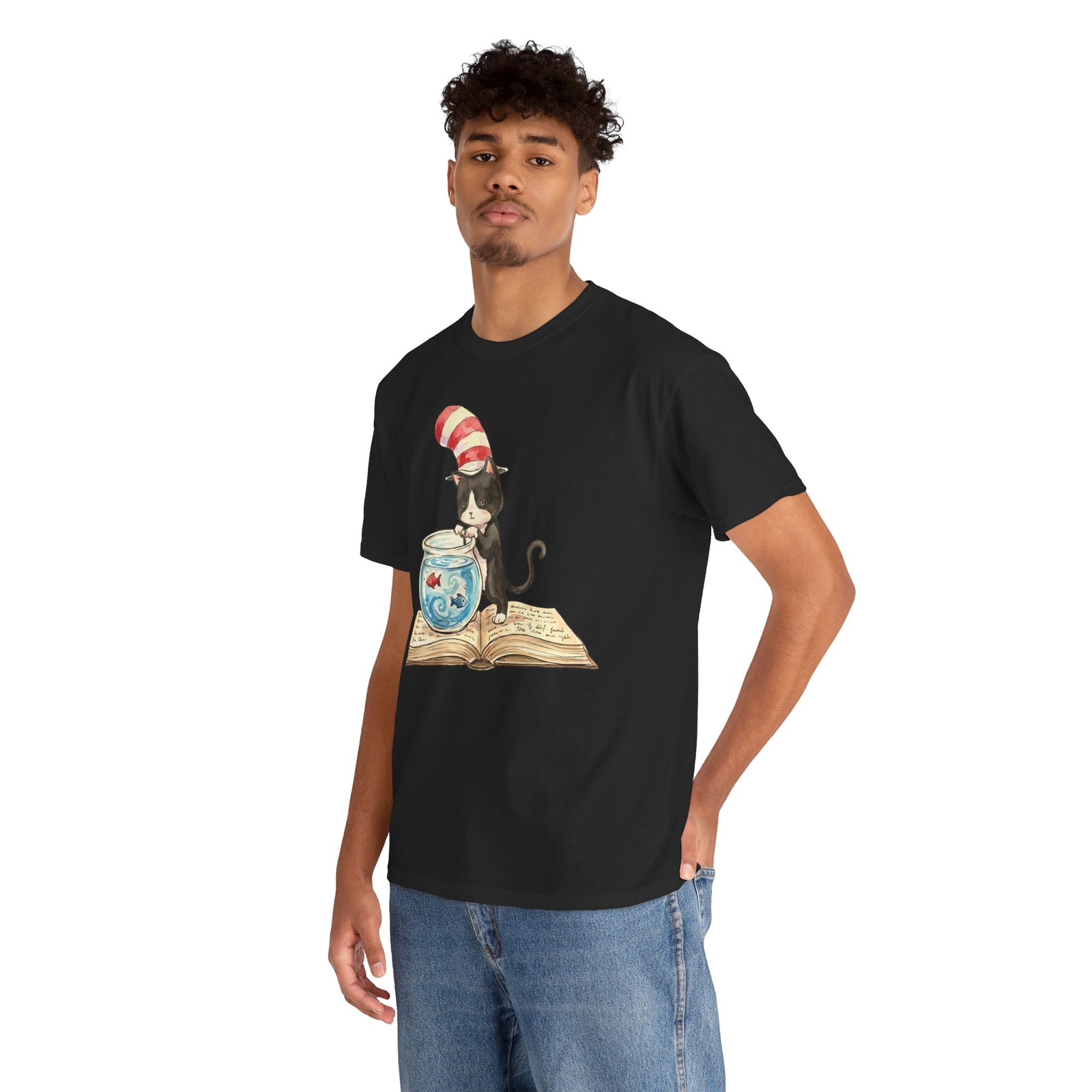 Tuxedo Cat 'Red Fish Blue Fish' T-Shirt