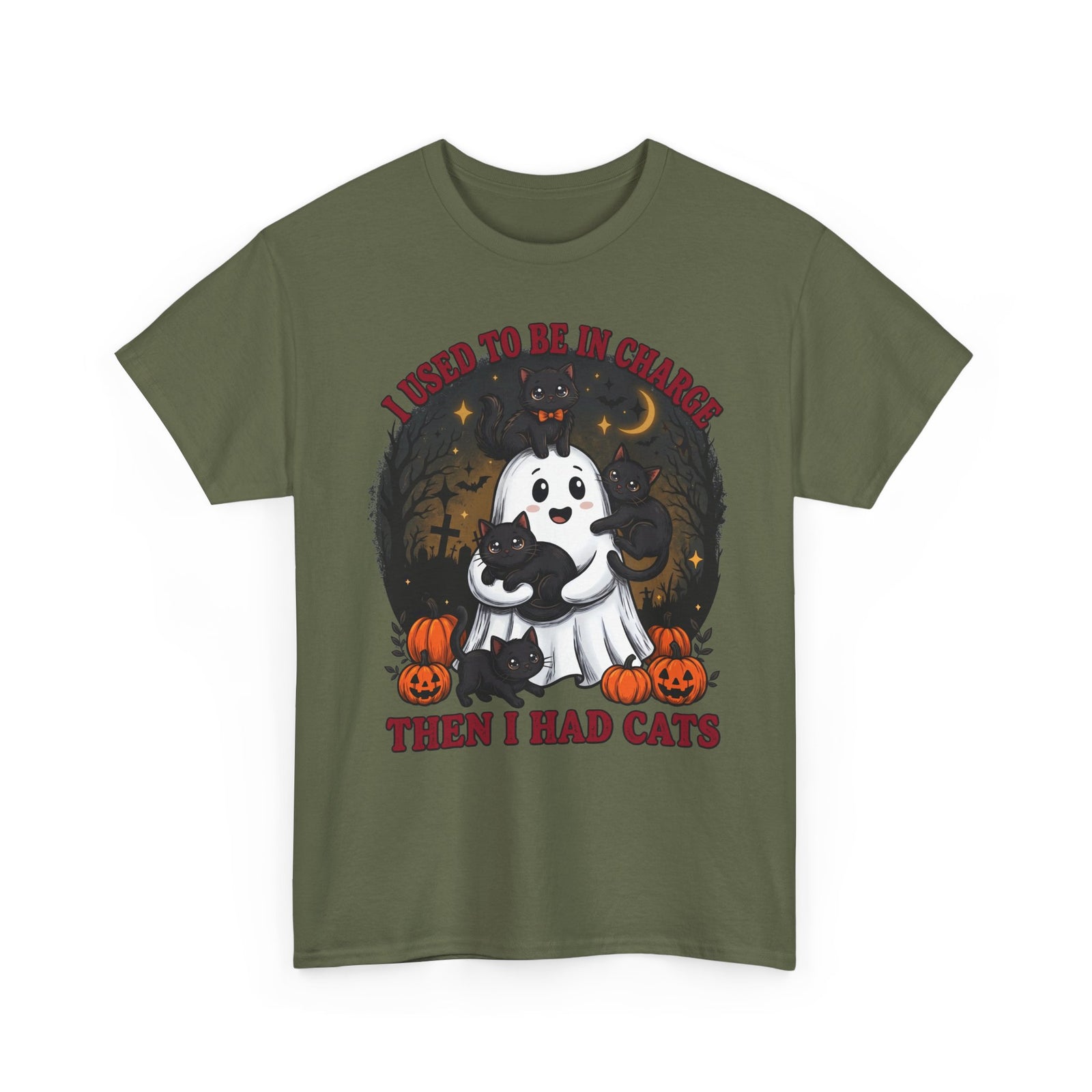 I Used To Be In Charge Then I Had Cats Shirt — Cute Ghost & Black Kittens T-Shirt