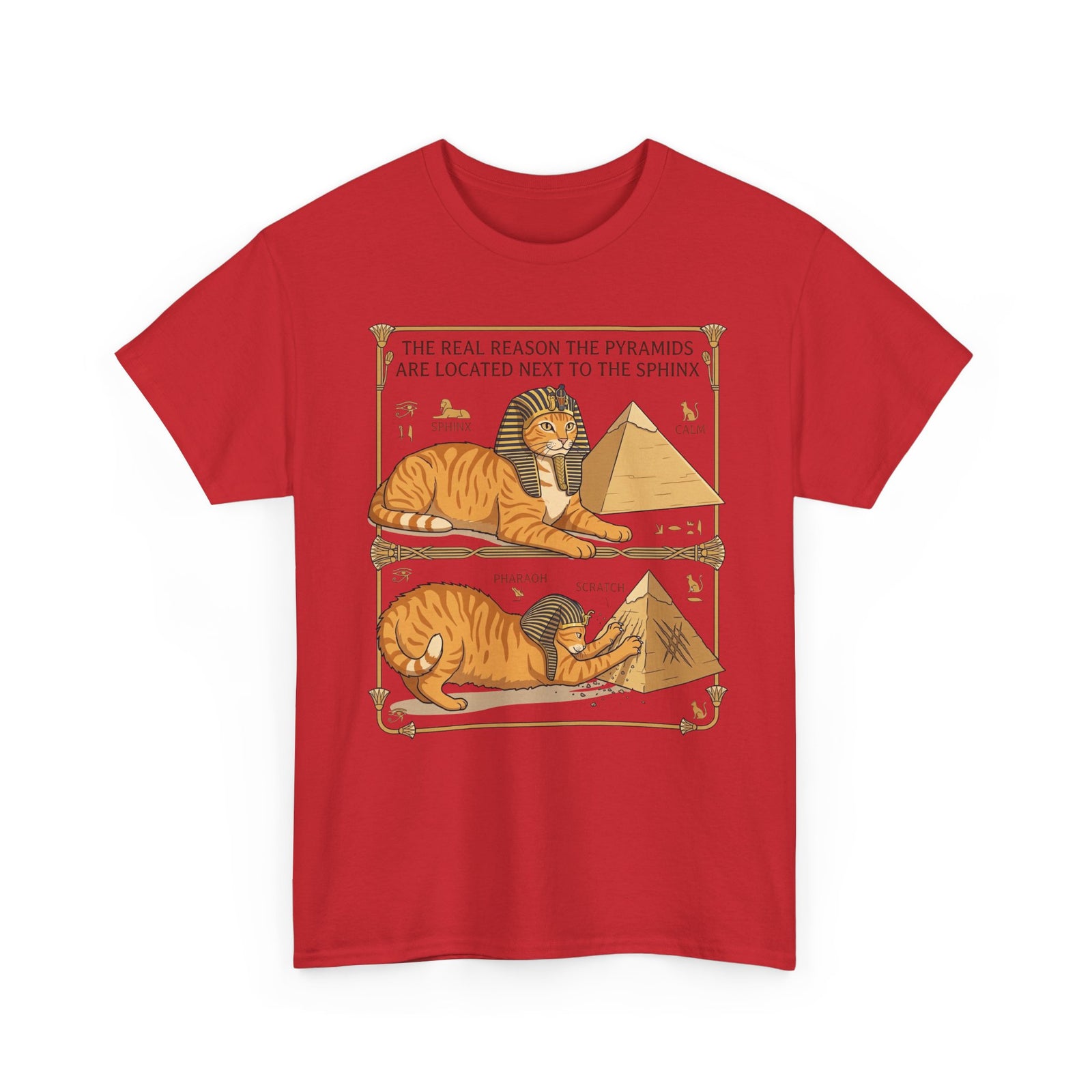 Funny Cat Pyramids Sphinx T-Shirt Ancient Egypt Scratching Design