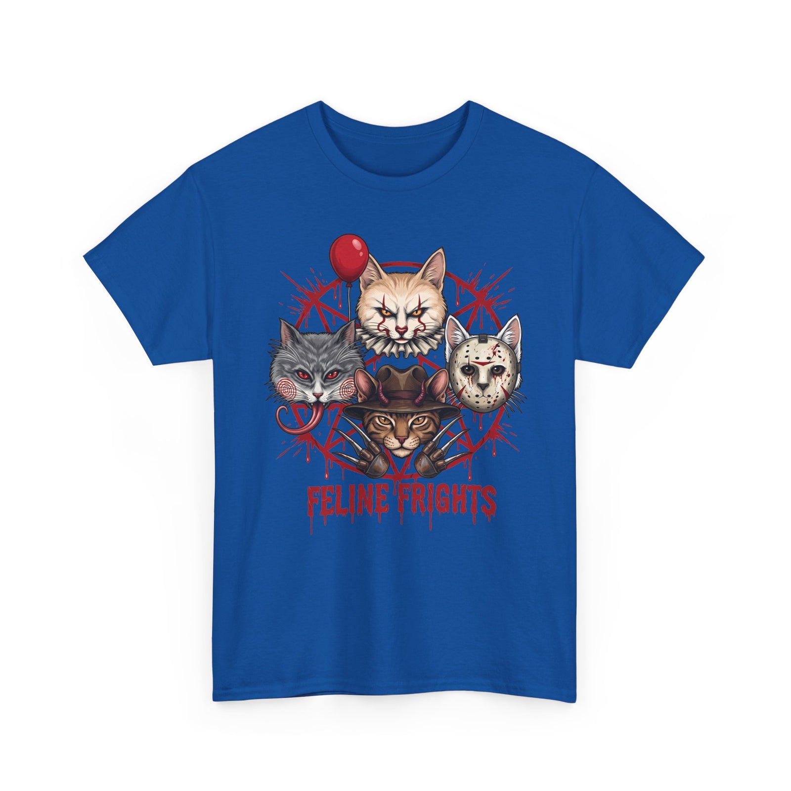 Funny Feline Frights T-Shirt — Slasher Movie Icons Cat Parody Apparel