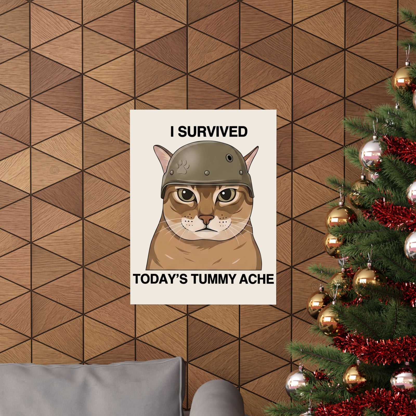 I Survived Today's Tummy Ache Poster — Funny Novelty Poster for Moms, Kids & Caregivers