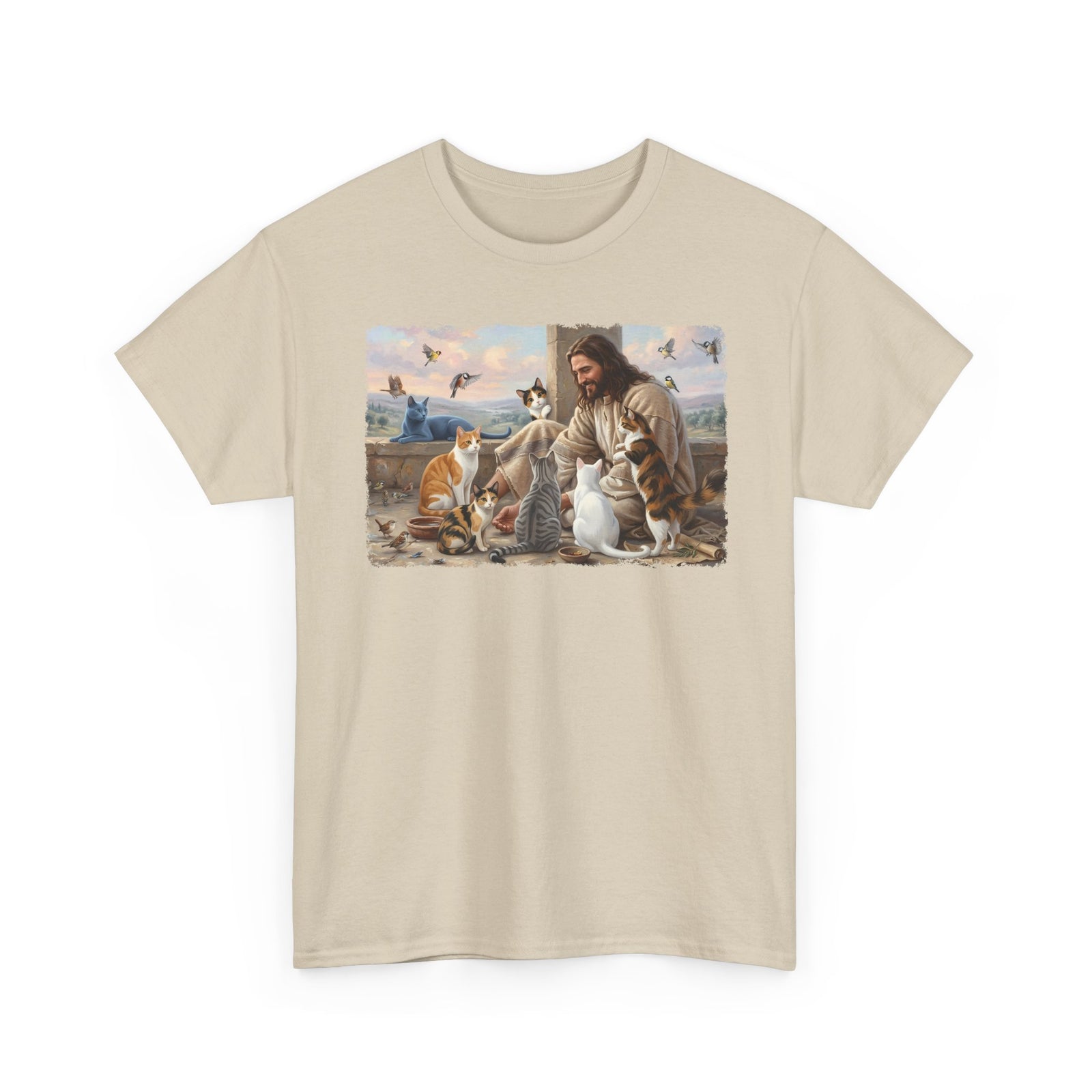 Jesus Surrounded by Cats T-Shirt — Religious Cat Lover Tee