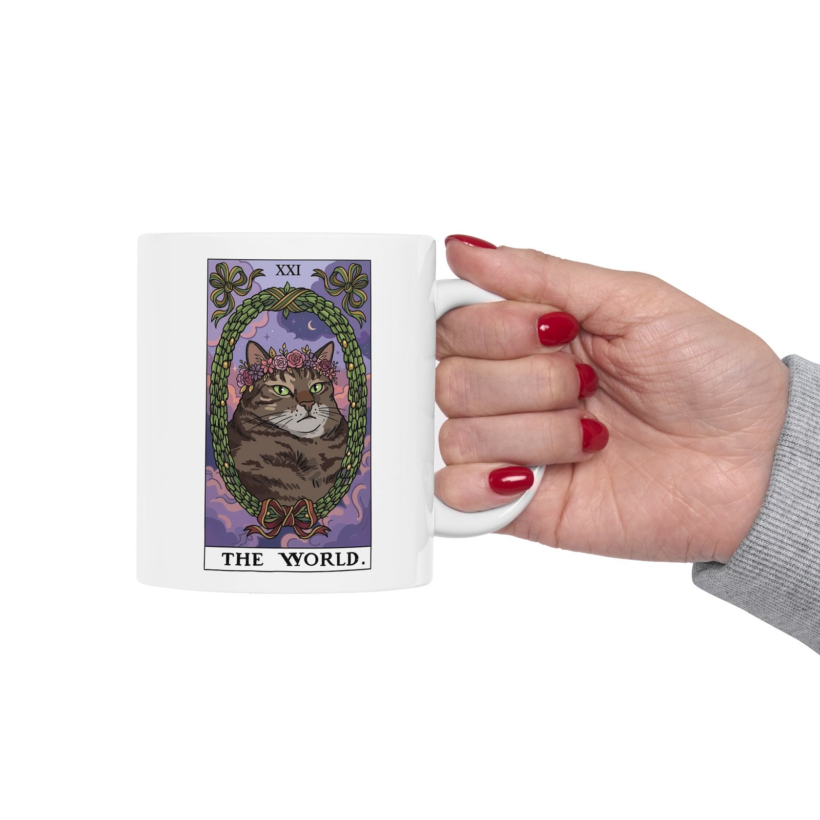 Cat the World Tarot Card Ceramic Mug
