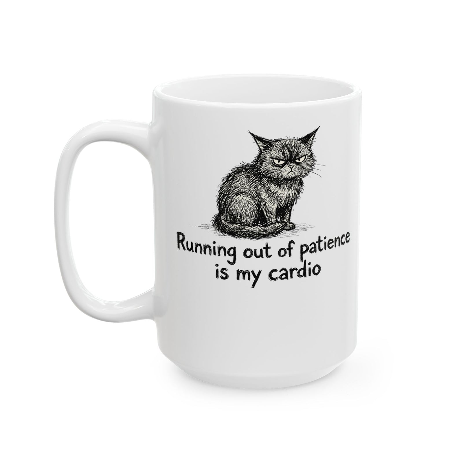 Running Out Of Patience Is My Cardio Cat Ceramic Mug