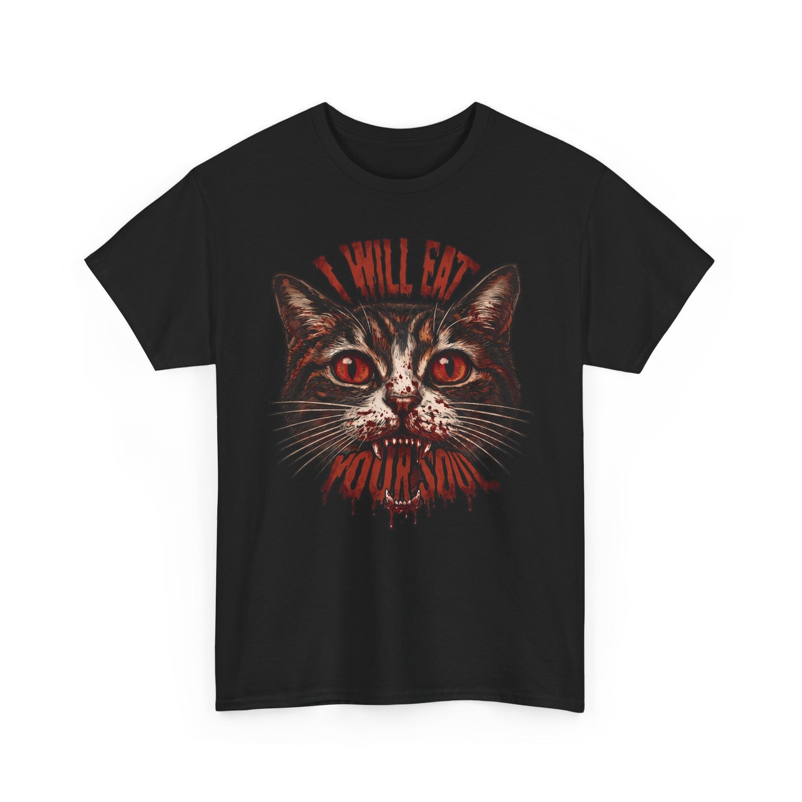 I Will Eat Your Soul T-Shirt — Horror Demon Cat Graphic Tee