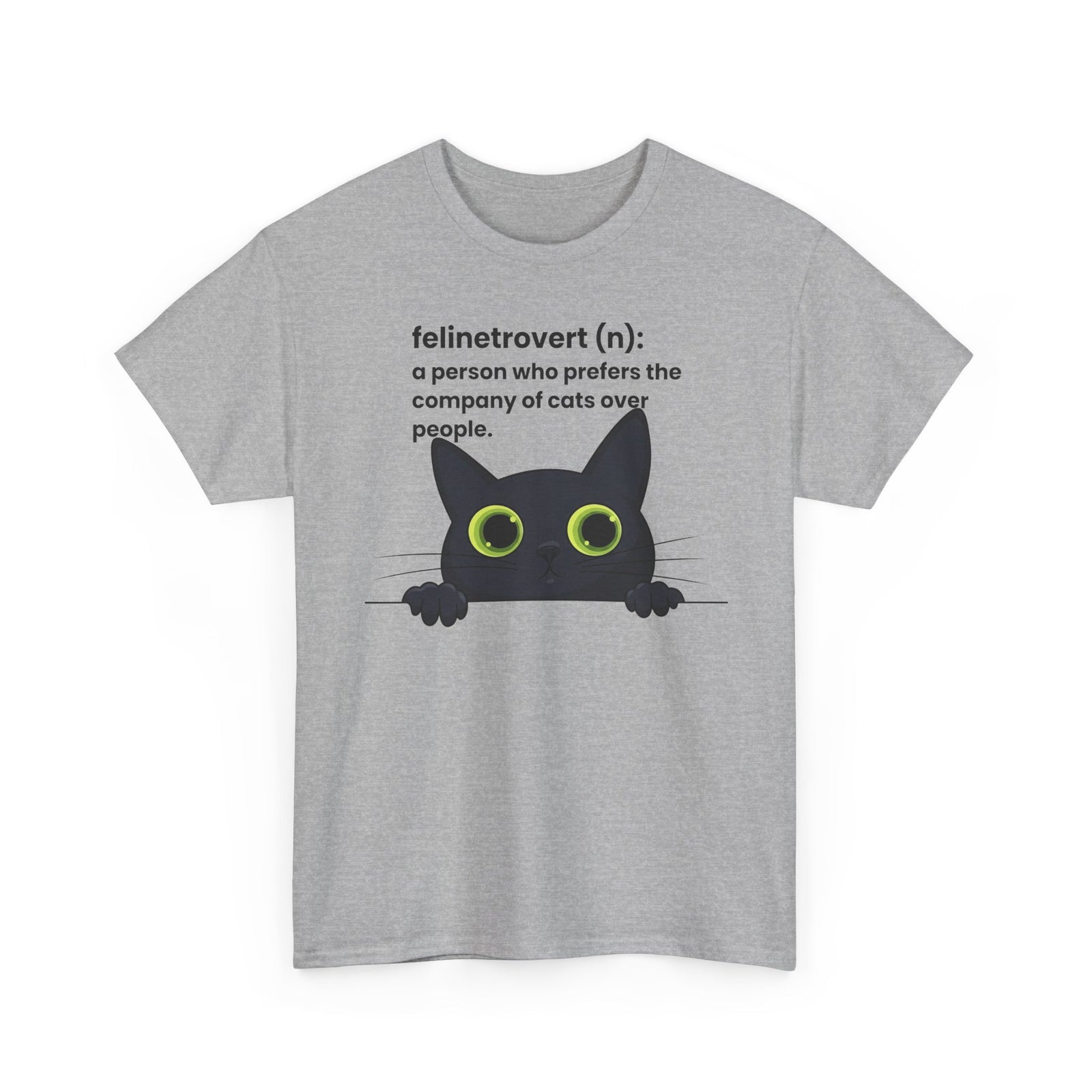 Feline-trovert Cat Lover T-Shirt – "felinetrovert (n): a person who prefers the company of cats over people"