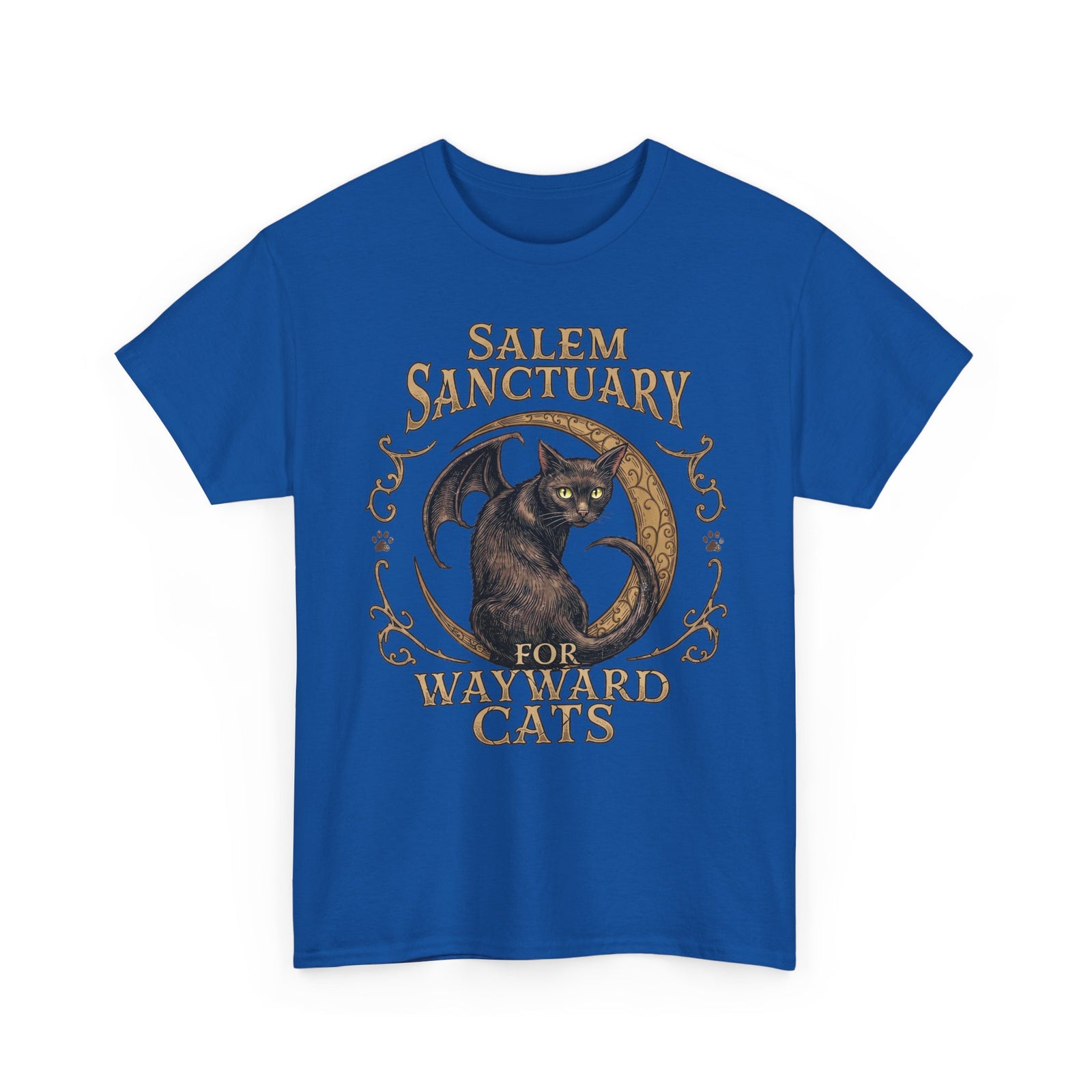 Salem Sanctuary For Wayward Cats T-Shirt — Winged Black Cat Gothic Tee