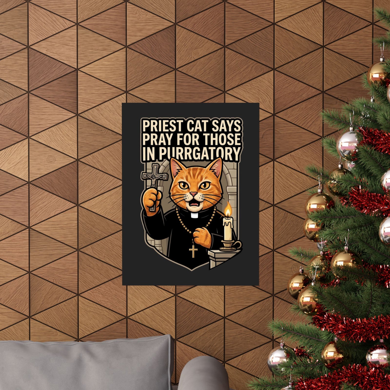 Priest Cat 'Pray For Those In Purratory' Poster