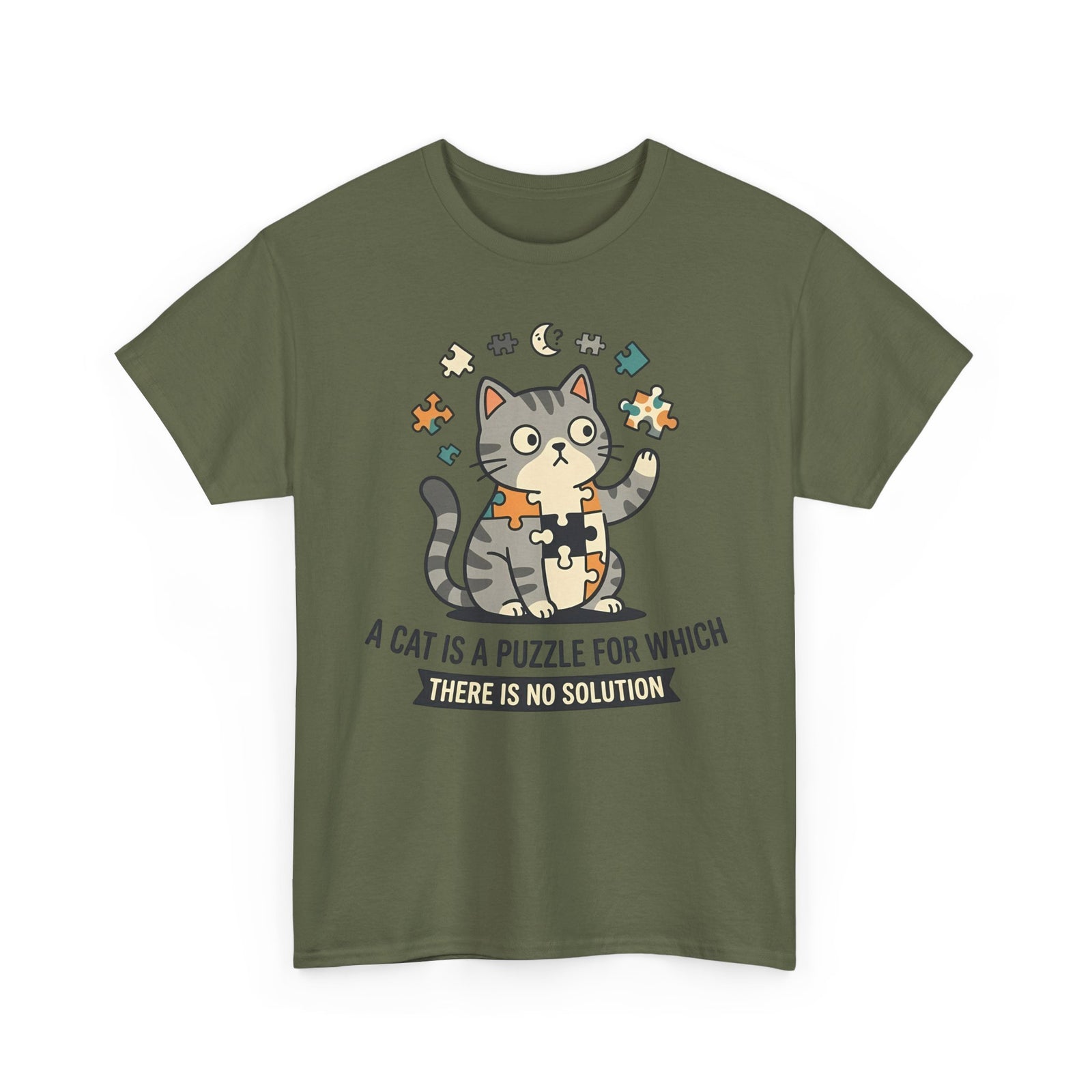 Cat Puzzle T-Shirt — "A Cat Is a Puzzle for Which There Is No Solution"