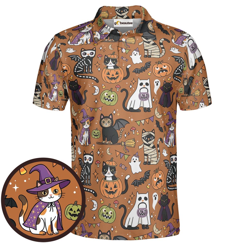 Classic Horror Cats Full Print Polo Shirt - Men - 1