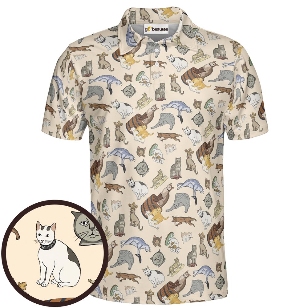 Medieval Cat Art Full Print Polo Shirt - Men - 1