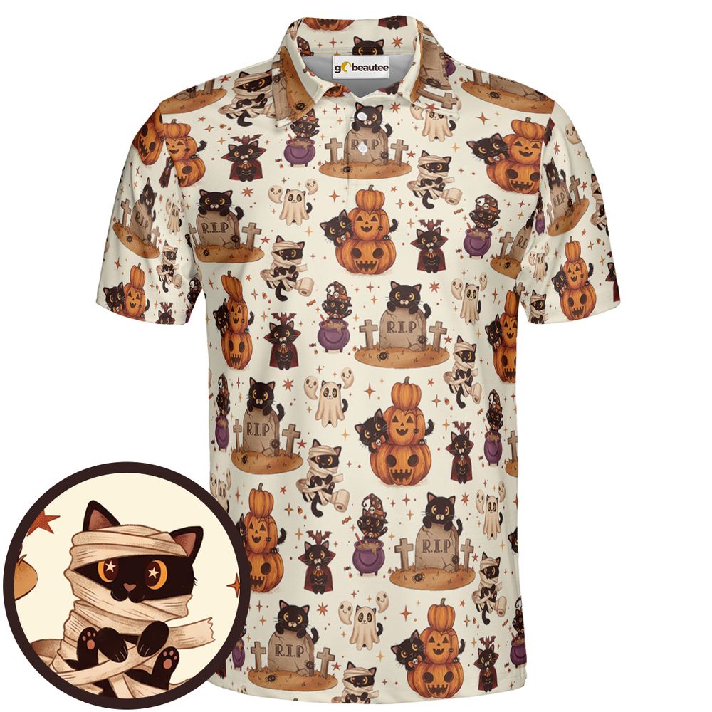 Kawaii Halloween Spooky Cats Hawaiian - Men - 1