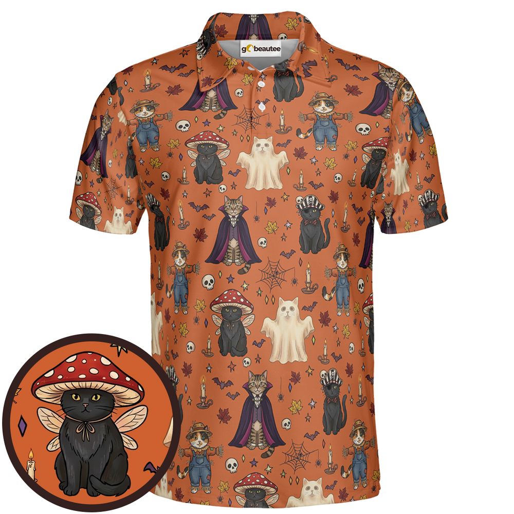 Feline Fright Fest Full Print Polo Shirt - Men - 1
