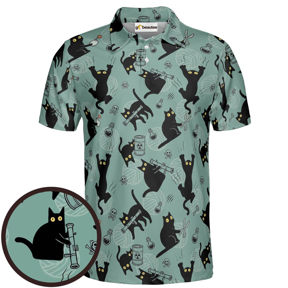 Chaotic evil cat Full Print Polo Shirt - Men - 1