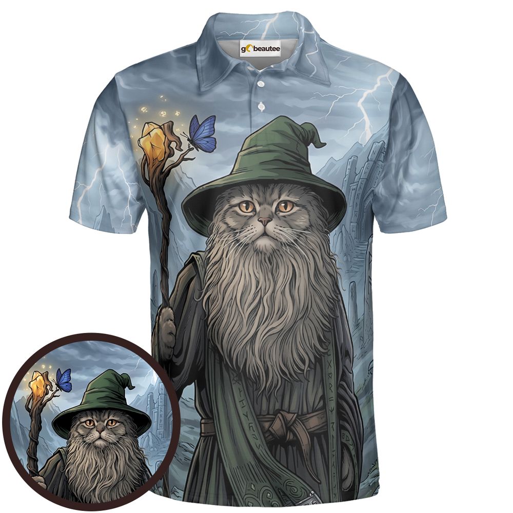 Wizard Cat Full Print Polo Shirt - Men - 1
