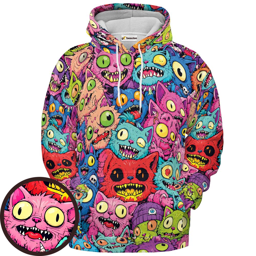 Neon Meow Fiesta - Pullover Hoodie - 1