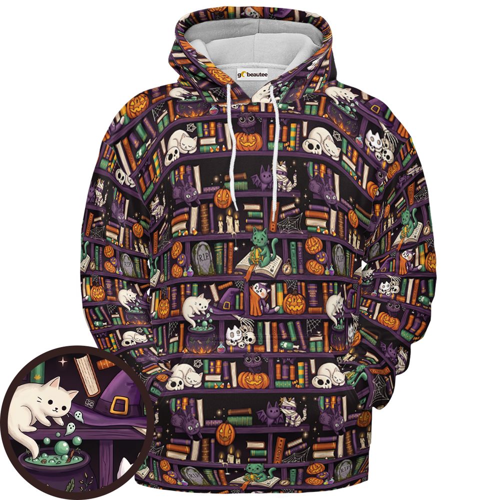 Witchy Cat Library - Pullover Hoodie - 1