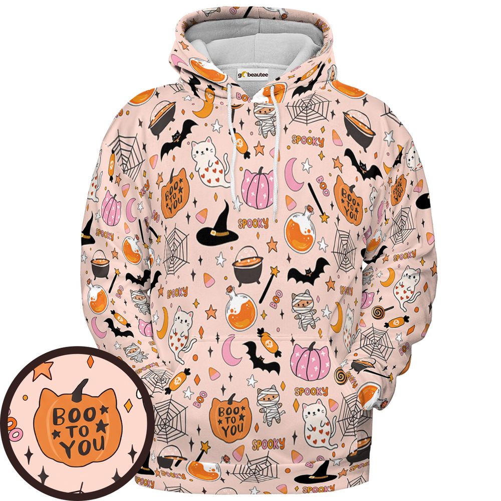 Boo To You Pink Halloween - Pullover Hoodie - 1