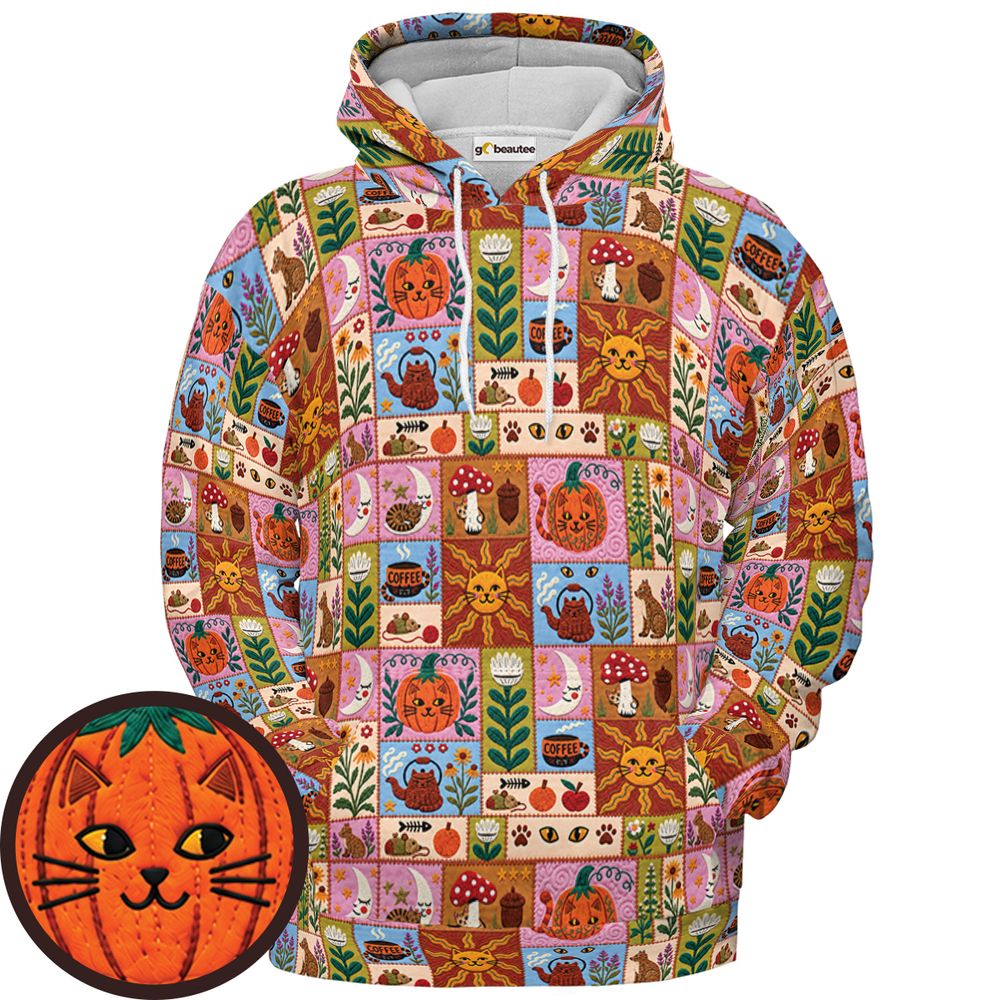 Autumn Whiskers Patchwork - Pullover Hoodie - 1