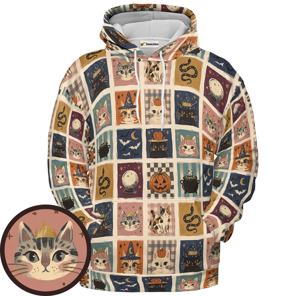 Vintage Hallowe'en Patchwork - Pullover Hoodie - 1