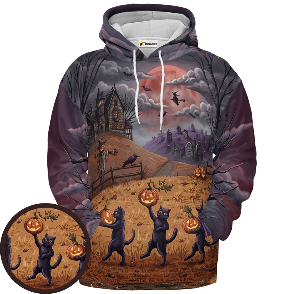Blood Moon Night of the Three Black Cats - Pullover Hoodie - 1