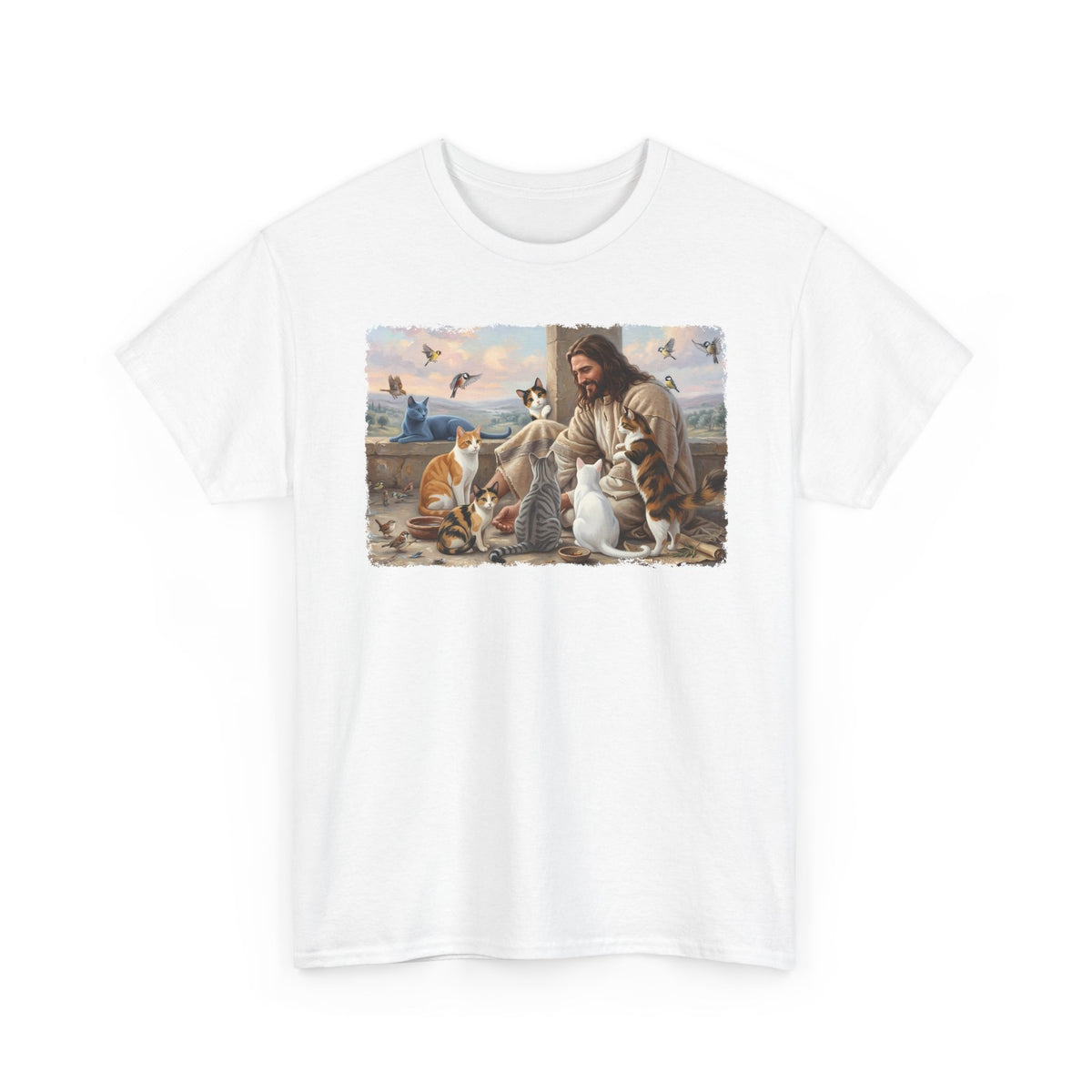 Jesus Surrounded by Cats T-Shirt — Religious Cat Lover Tee