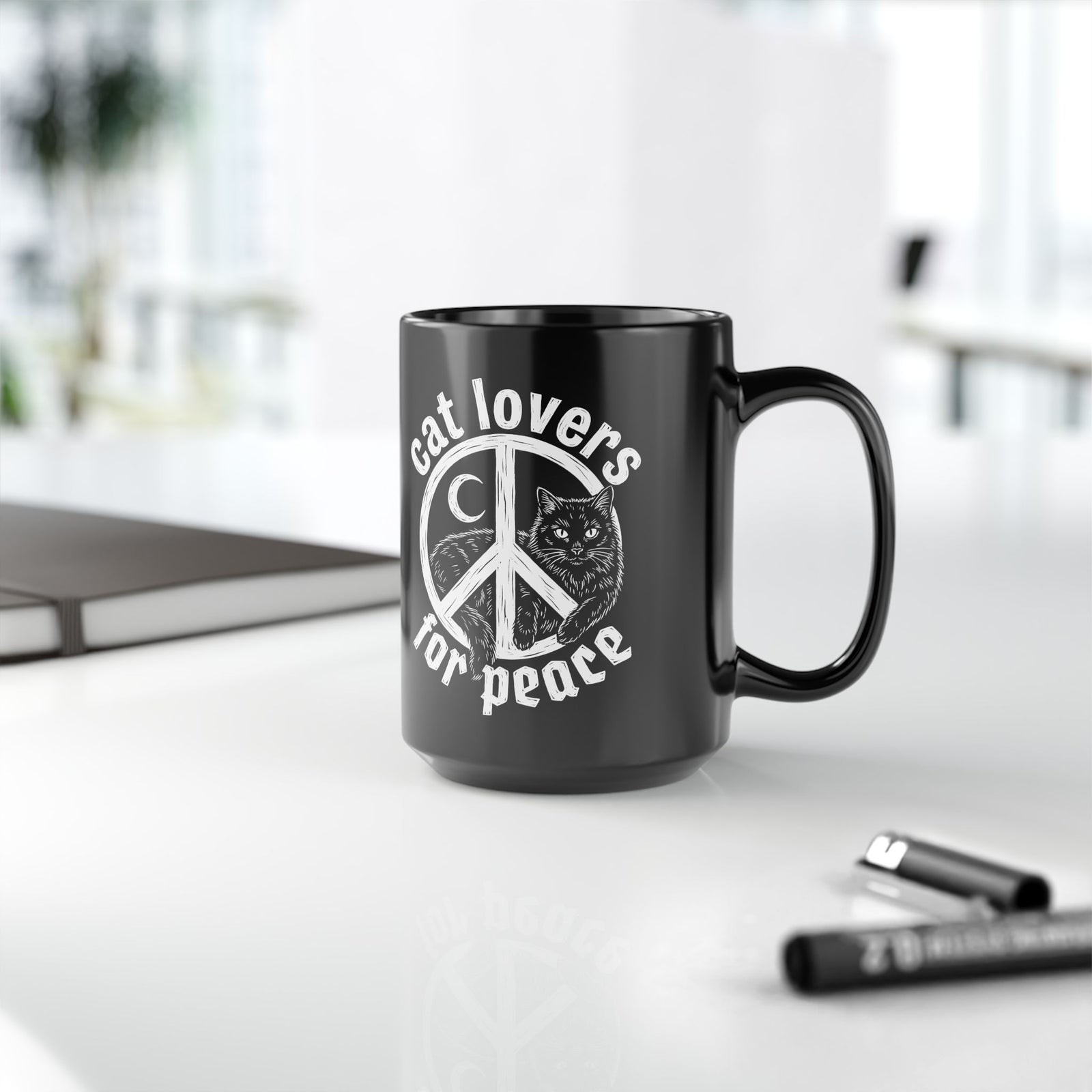 Cat Lovers For Peace Black Mug