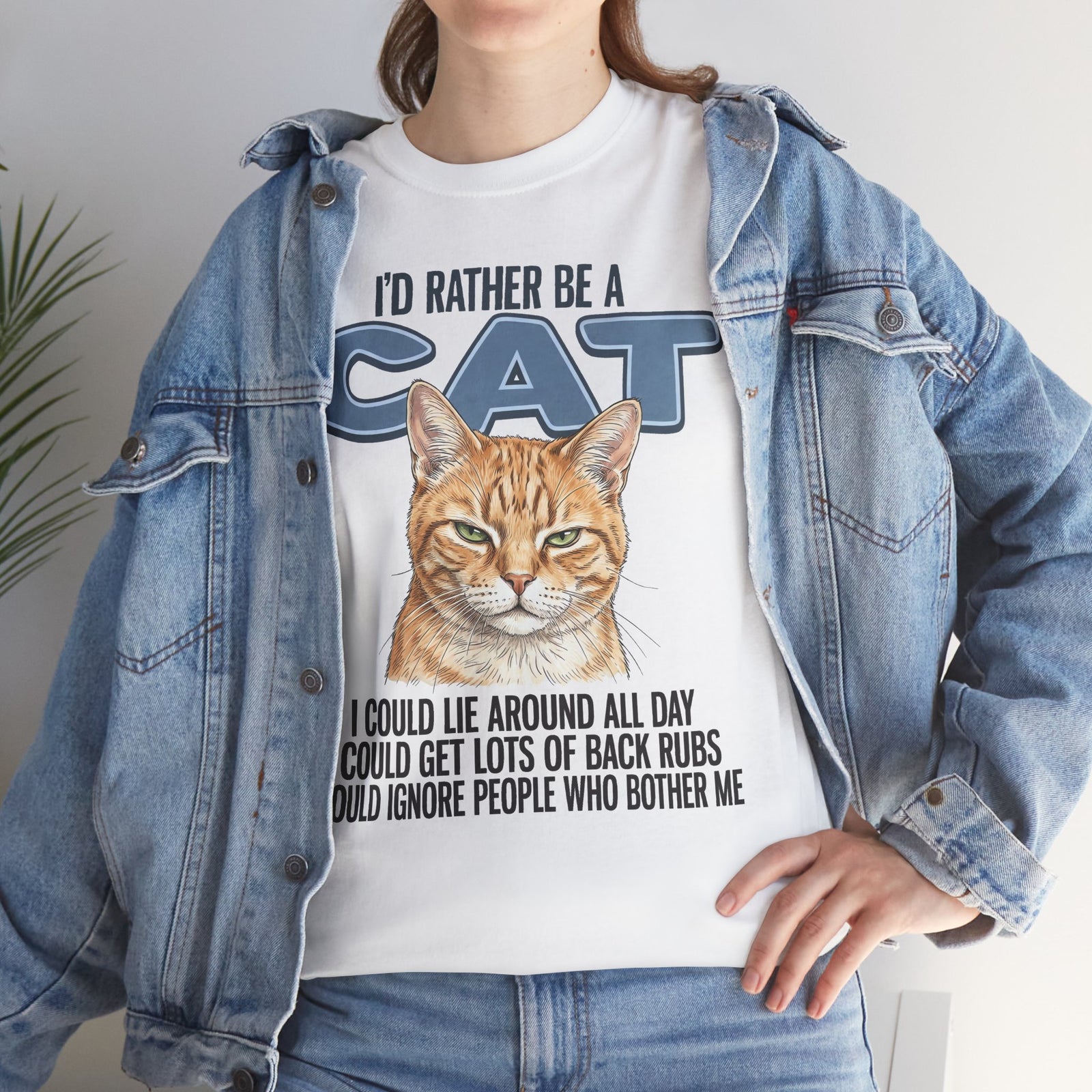 Cat Lover T-Shirt - "I'd Rather Be a Cat" Graphic Tee