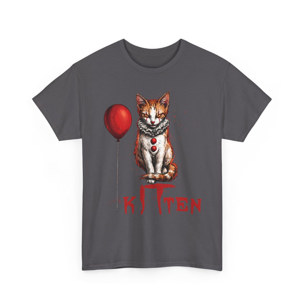 KITTEN Horror Clown T-Shirt — Spooky Orange Tabby Clown Cosplay Apparel