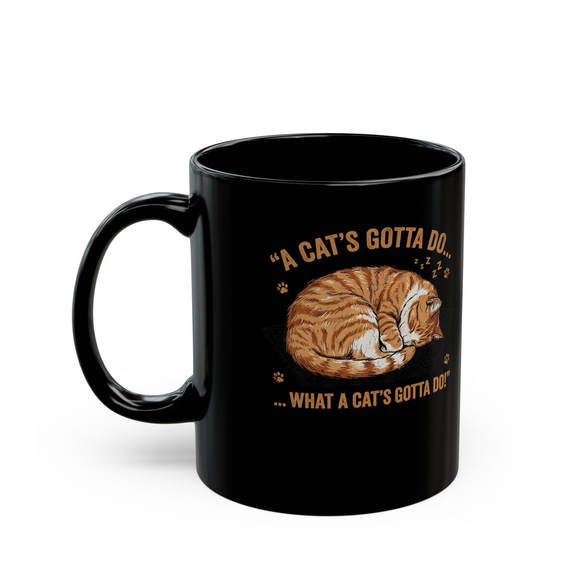 Cat Lover Black Mug — Sleeping Cat Graphic Mug