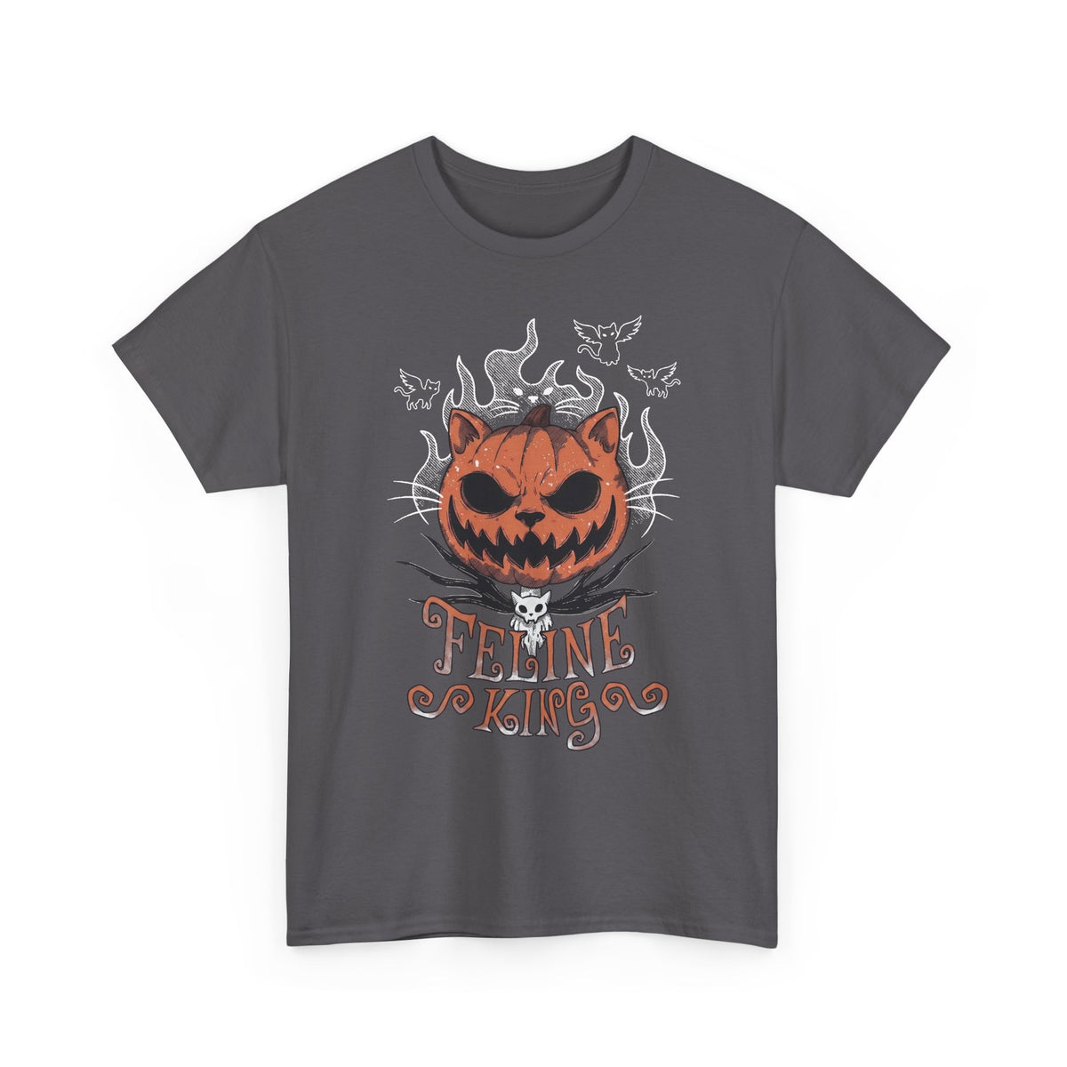 Feline King Halloween Cat Graphic — Spooky Pumpkin King Parody Art