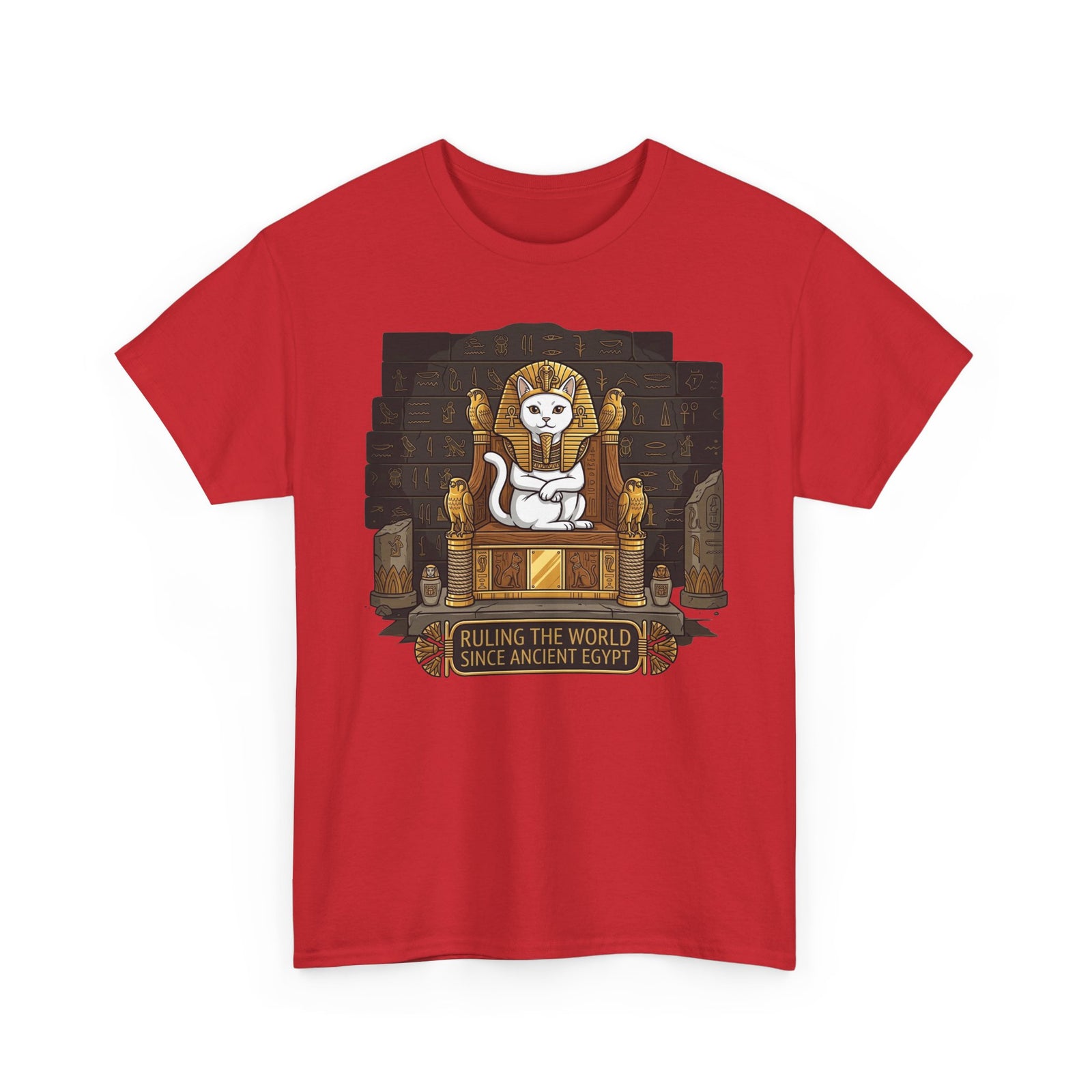 Cat Pharaoh Tee — "Ruling the World Since Ancient Egypt" Vintage Cat King T-Shirt