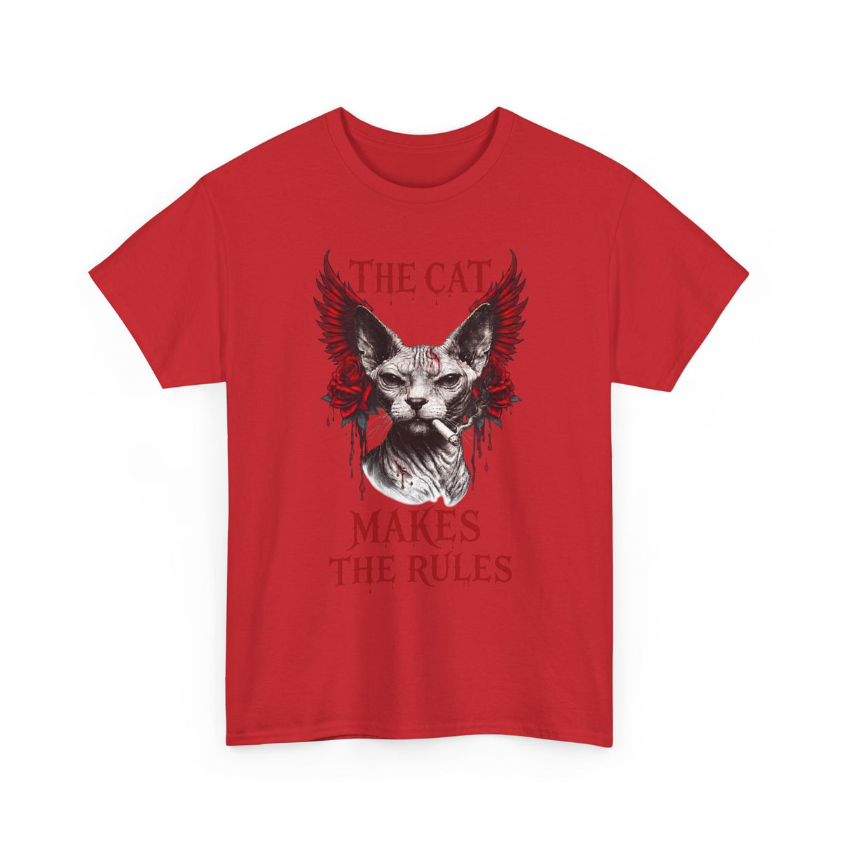 The Cat Makes The Rules T-Shirt — Funny Gothic Smoking Sphynx Tee