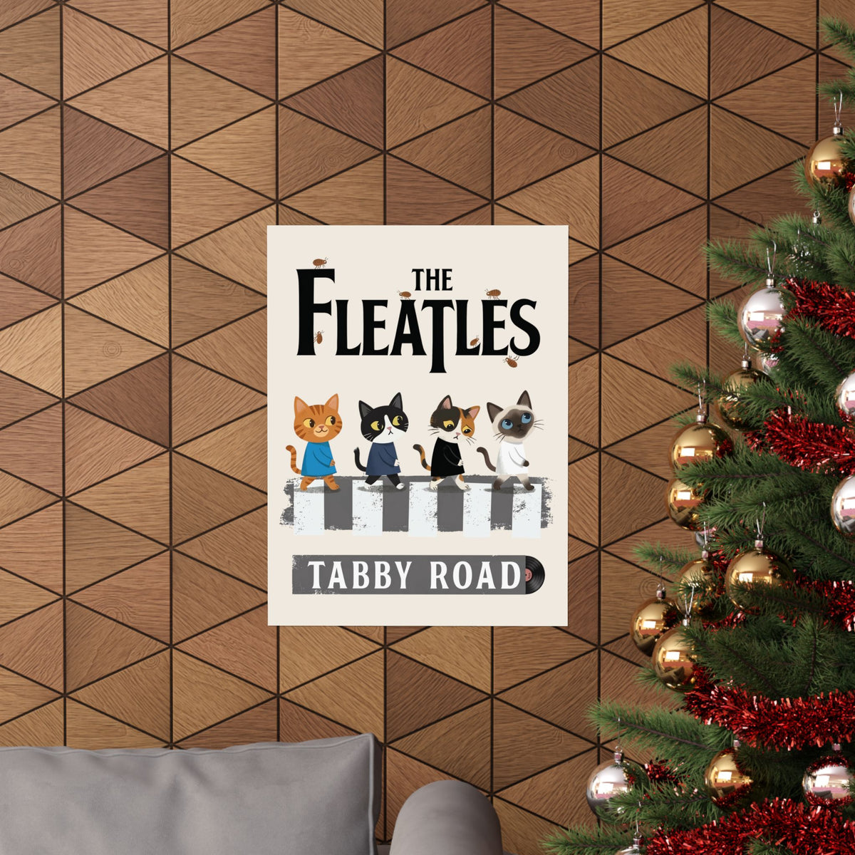 Fleatles Parody Cat Poster — Retro Beatles-Inspired Cat Band Poster