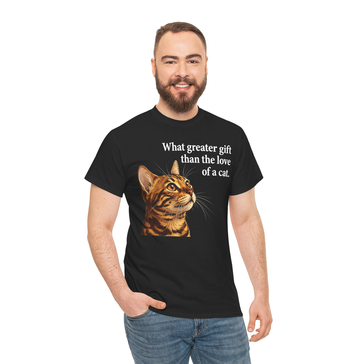 Cat Lover T‑Shirt – "What Greater Gift Than the Love of a Cat" Graphic Tee