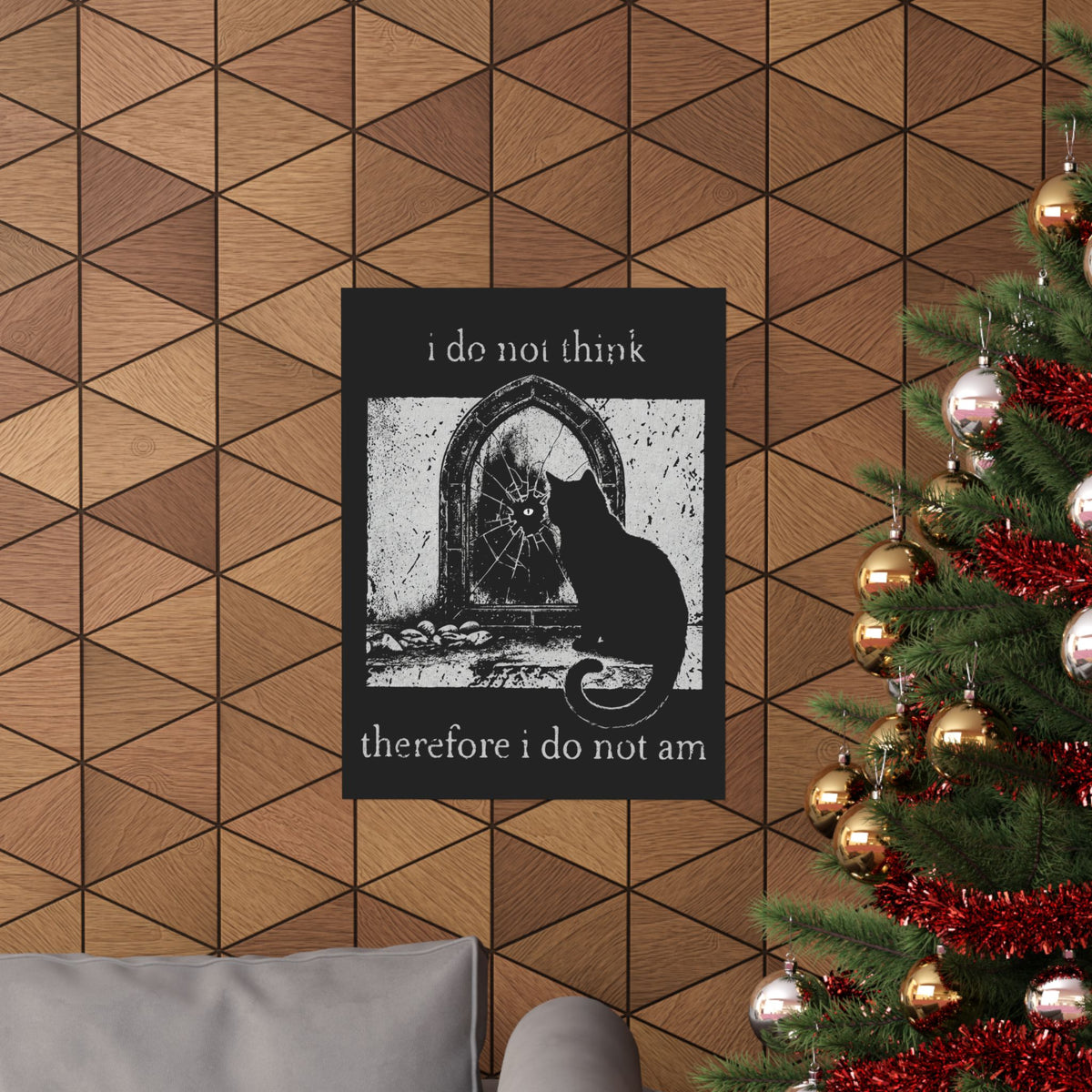 Vintage Black Cat Poster — "I Do Not Think Therefore I Do Not Am"
