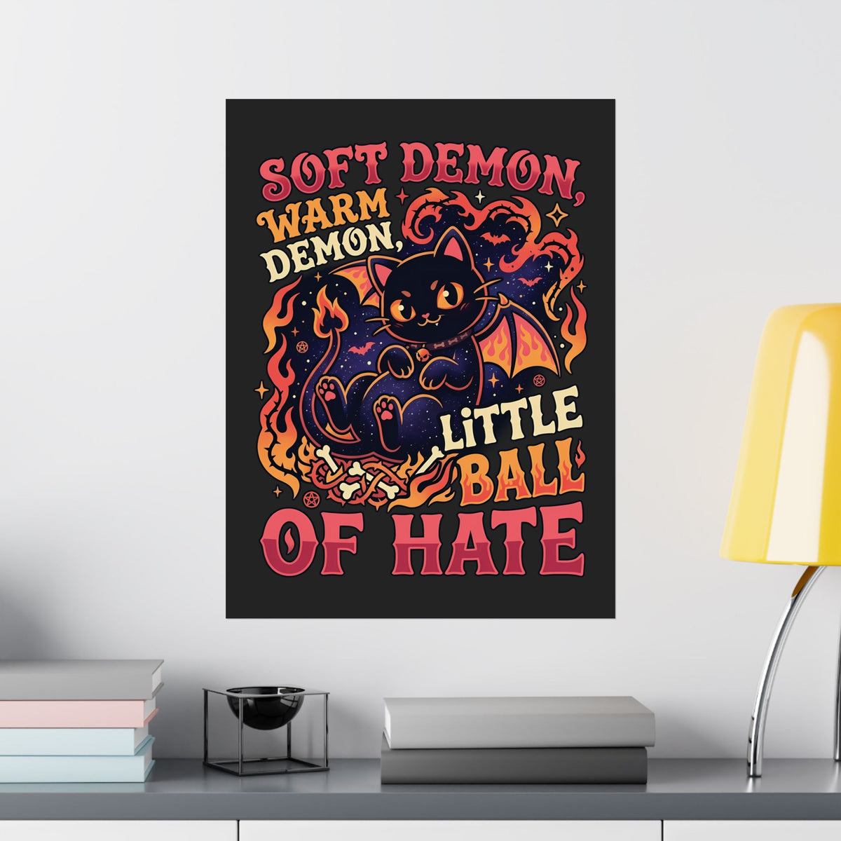 Soft Demon Cat Poster — "Little Ball of Hate" Cute Demon Kitty Poster