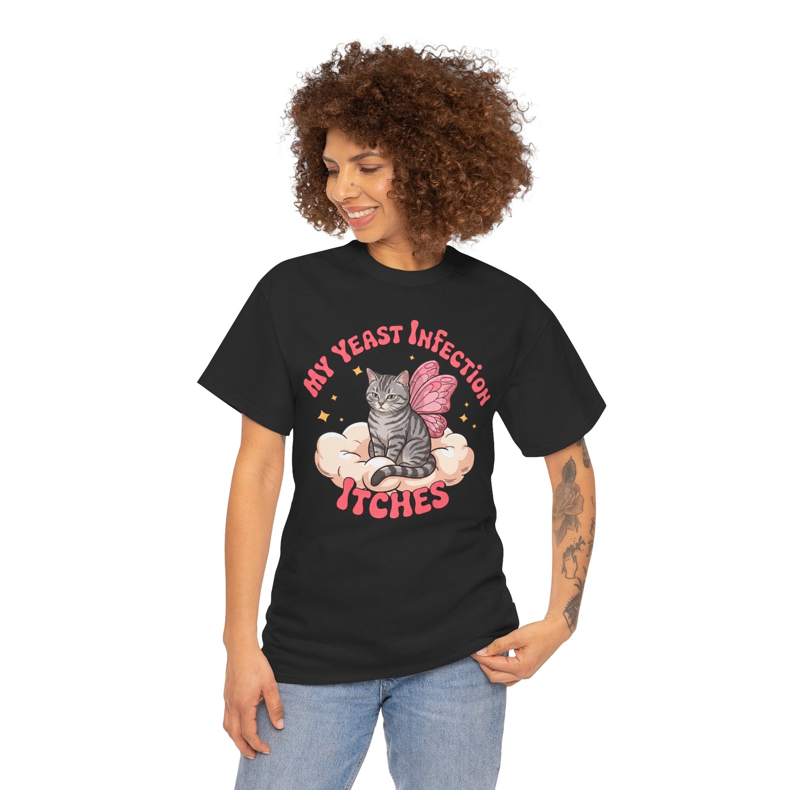 My Yeast Infection Itches T-Shirt — Funny Fairy Cat Retro Meme Tee
